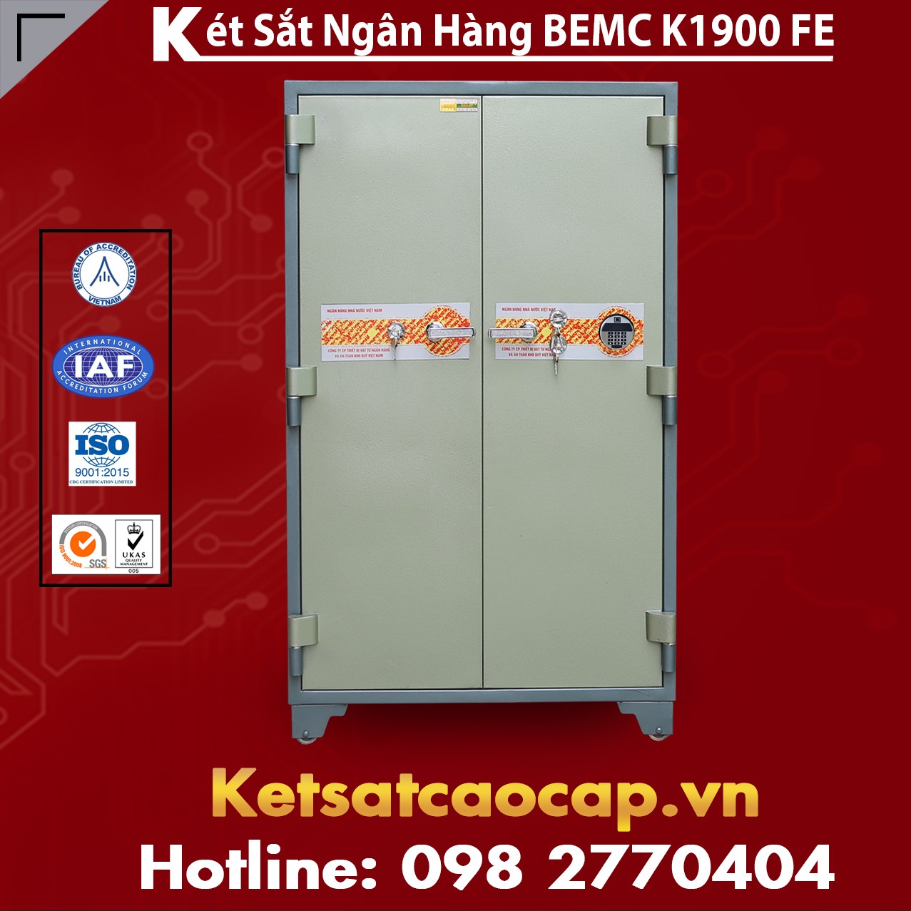 Két Sắt Vân Tay Điện Tử Hàn Quốc 2 Cửa BEMC K1900 FE xuất xứ rõ ràng