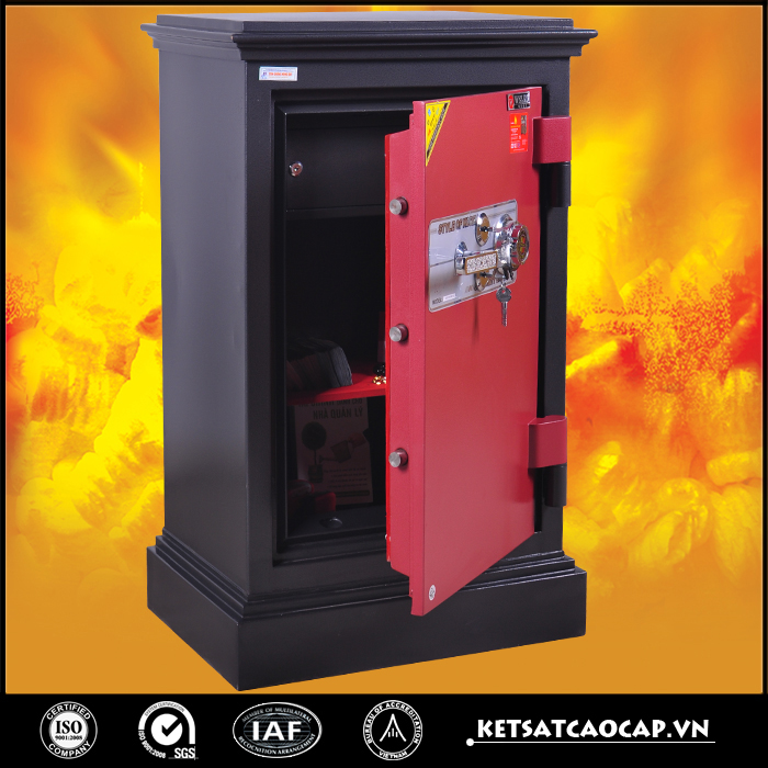 đặc điểm sản phẩm két sắt an toàn KN170 đen hai khóa cơ cánh đỏ
