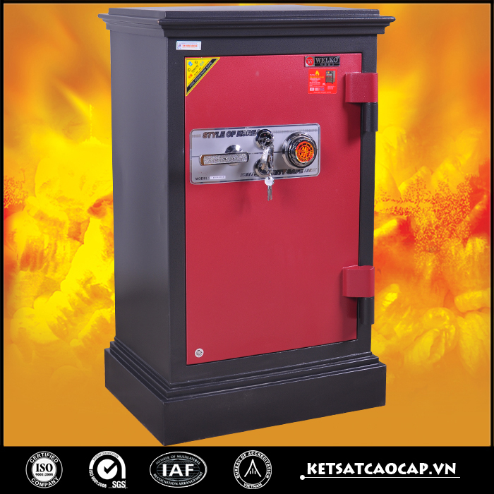 đặc điểm sản phẩm két sắt an toàn KN170 đen hai khóa cơ cánh đỏ