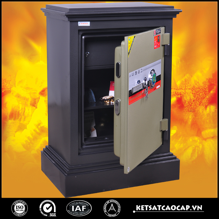 đặc điểm sản phẩm Két Sắt Cánh đúc KD74 đen Khóa cơ cánh vàng