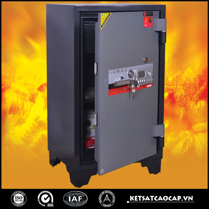 đặc điểm sản phẩm Két sắt chống cháy kcc200 2K Vân Tay