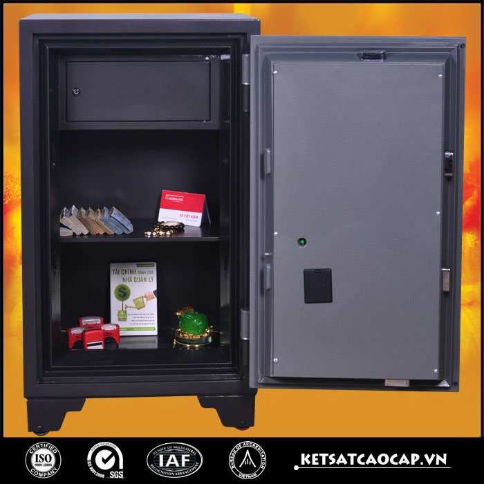 đặc điểm sản phẩm Két sắt chống cháy kcc200 2K Vân Tay
