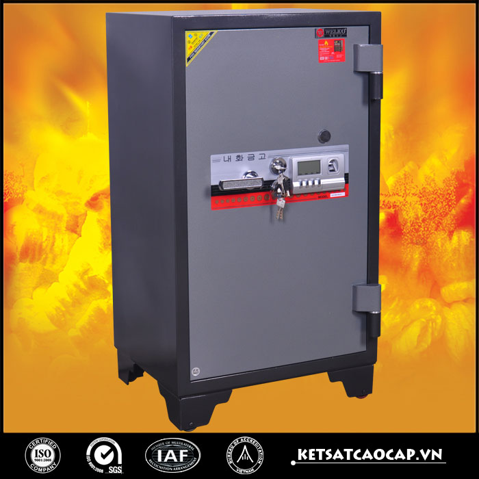 đặc điểm sản phẩm Két sắt chống cháy kcc200 2K Vân Tay