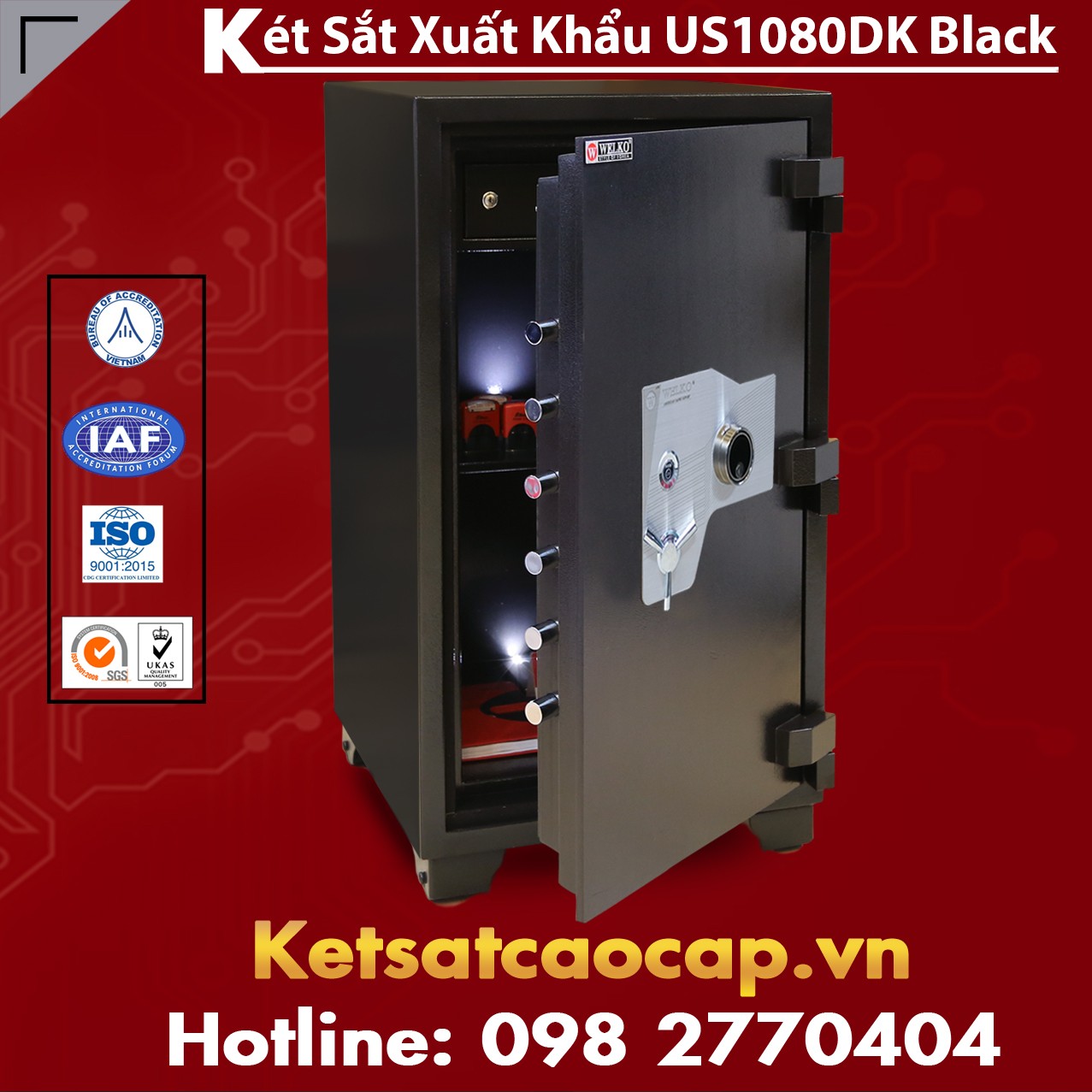 Két Sắt Xuất Khẩu US 1080 DK Black Mua Két Sắt Hợp Vận Mệnh Gia Chủ