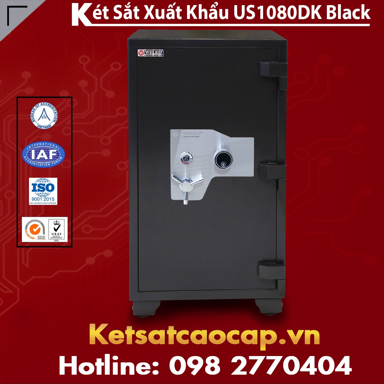 Két Sắt Xuất Khẩu US 1080 DK Black Mua Két Sắt Khoá Cơ Cao Cấp