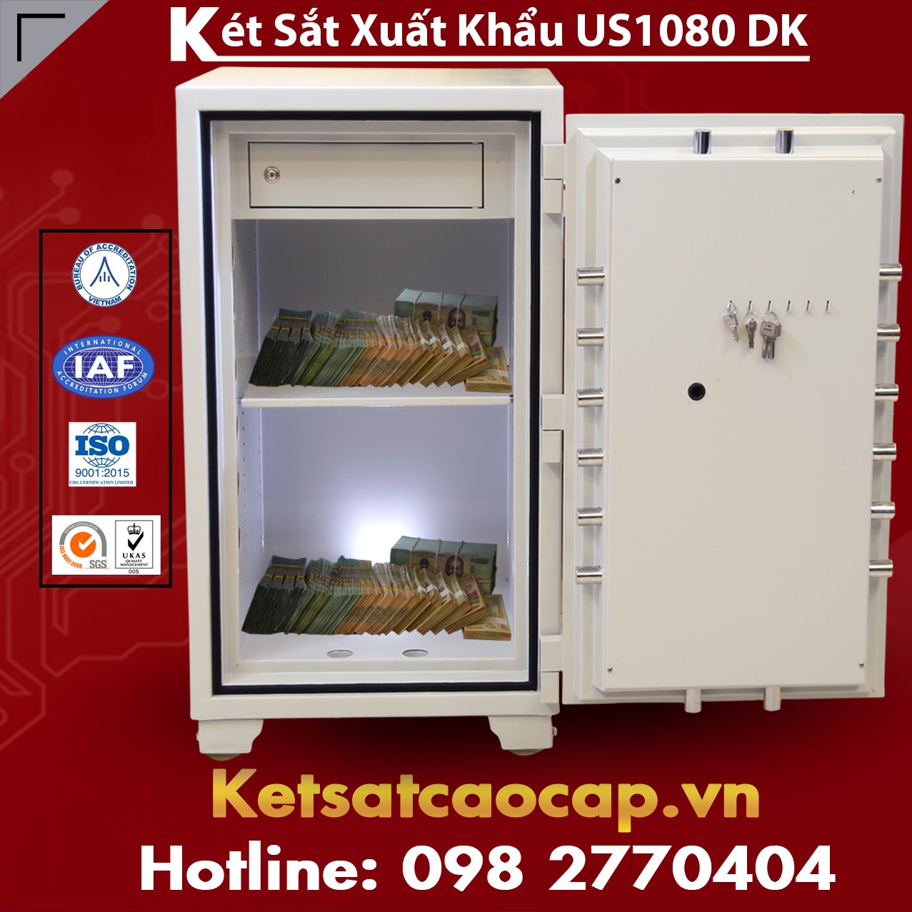 Két Sắt Xuất Khẩu US1080 DK White Két Sắt Xuất Khẩu Mỹ Giá Rẻ Tận Gốc