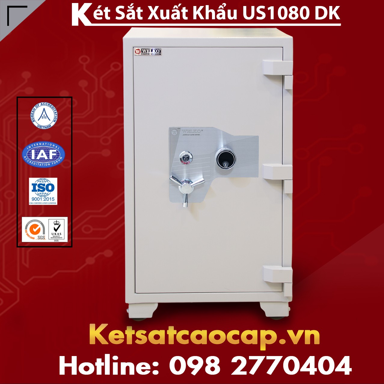 Két Sắt Xuất Khẩu US1080 DK White Phân Phối Chính Hãng Két Sắt