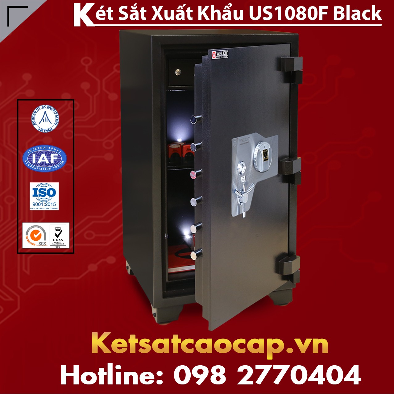 Két Sắt Xuất Khẩu US 1080 F Black Hãy Đảm Bảo Sự An Toàn Cho Tài Sản