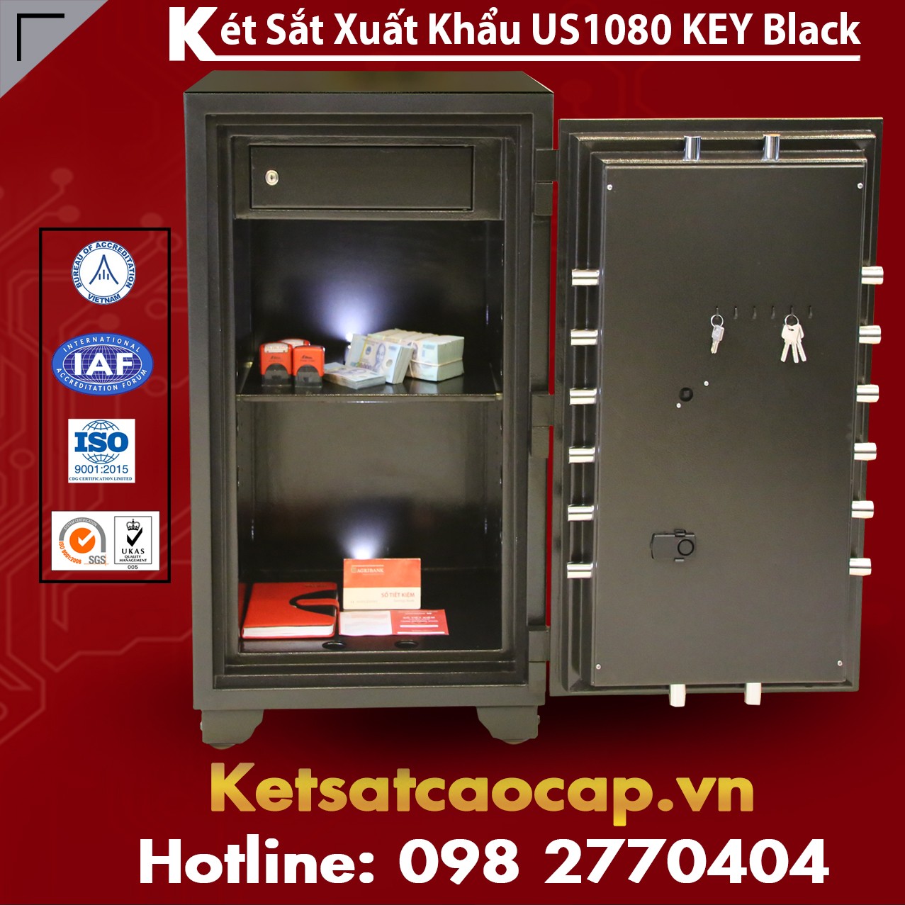 Két Sắt Xuất Khẩu US 1080 KEY Black Mua Két Sắt WELKO Liệu Có An Toàn