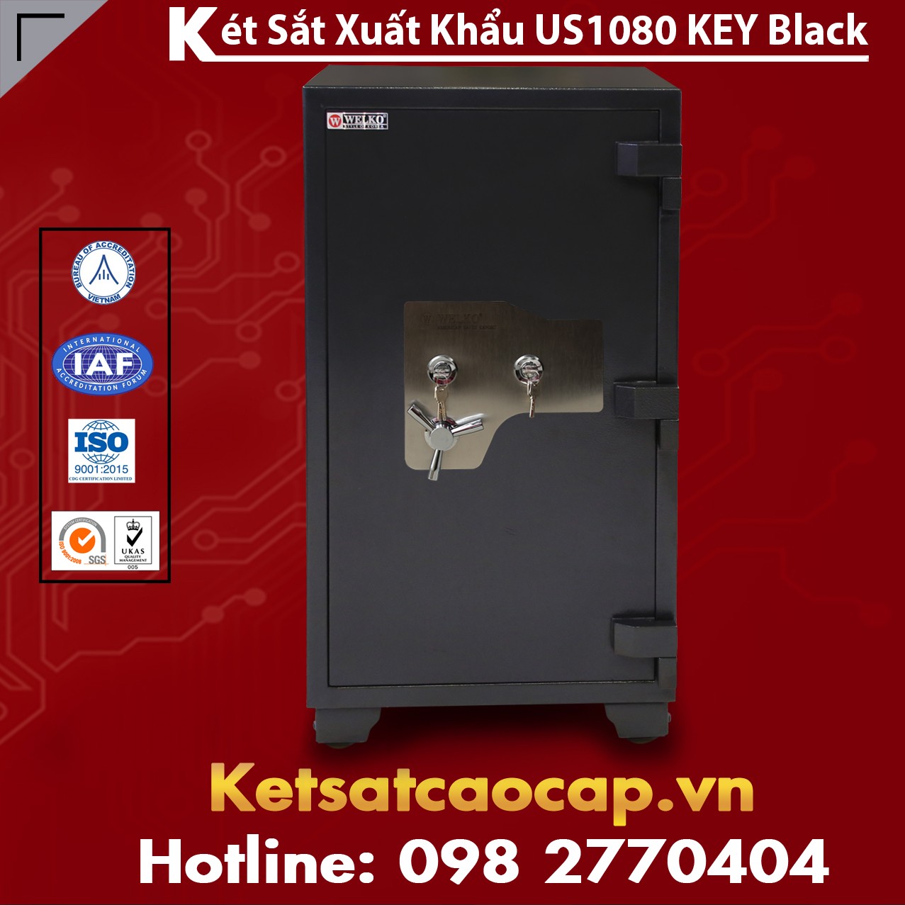 Két Sắt Xuất Khẩu US 1080 KEY Black Mua Két Sắt Nào Sinh Lộc Phát Tài