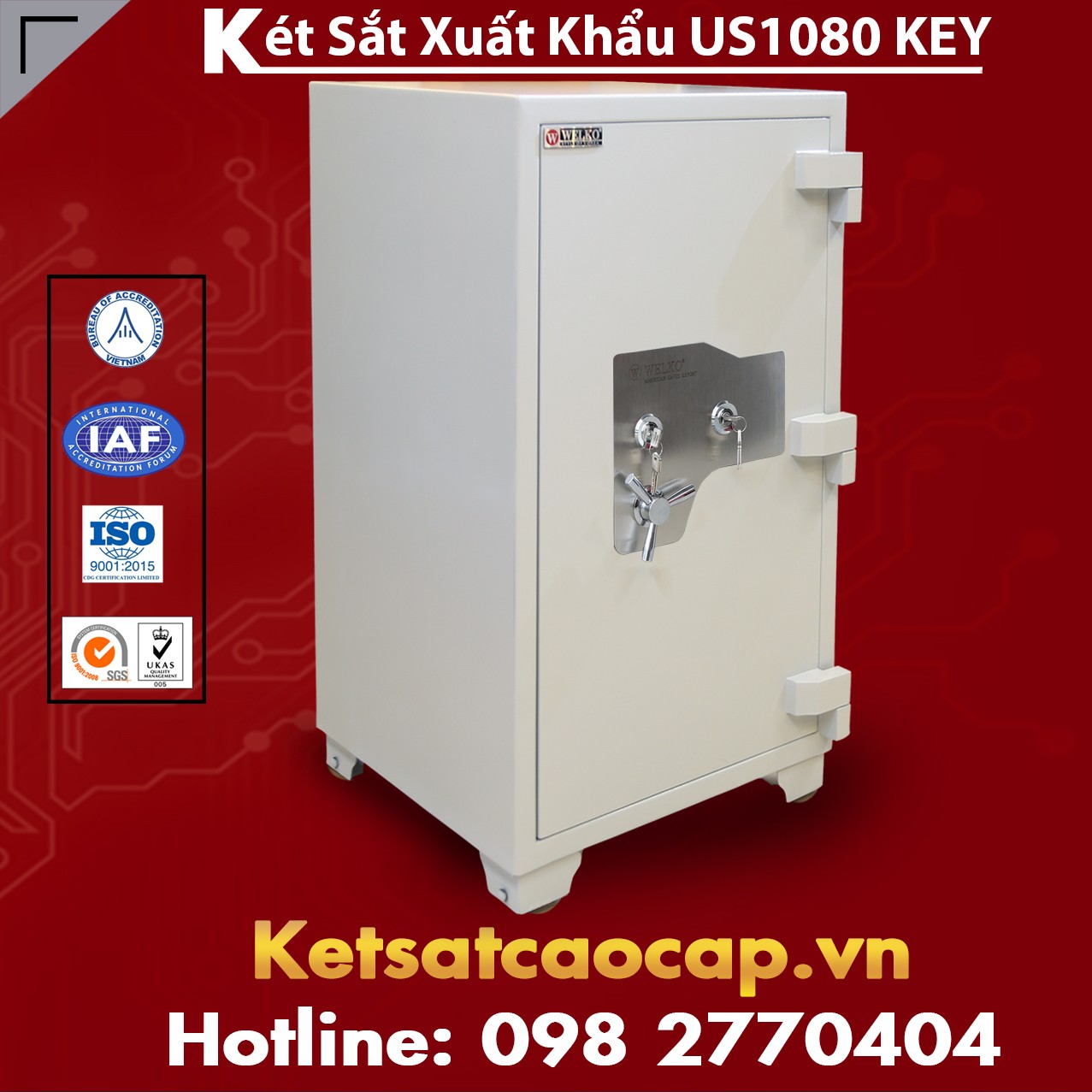 Két Sắt Xuất Khẩu US 1080 KEY White Phòng Chống Triệt Trộm