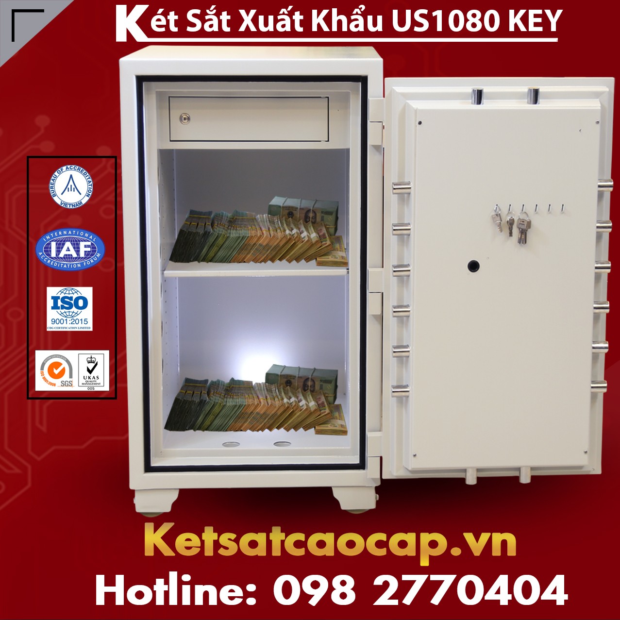 Két Sắt Xuất Khẩu US1080 KEY White Phòng Chống Triệt Để Khoan Phá Két