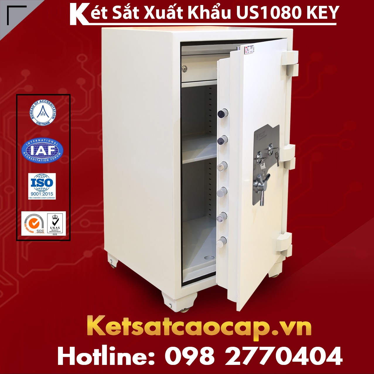 Két Sắt Xuất Khẩu US 1080 KEY White Thiết Kế Cao Cấp Độ Bảo Mật Cao