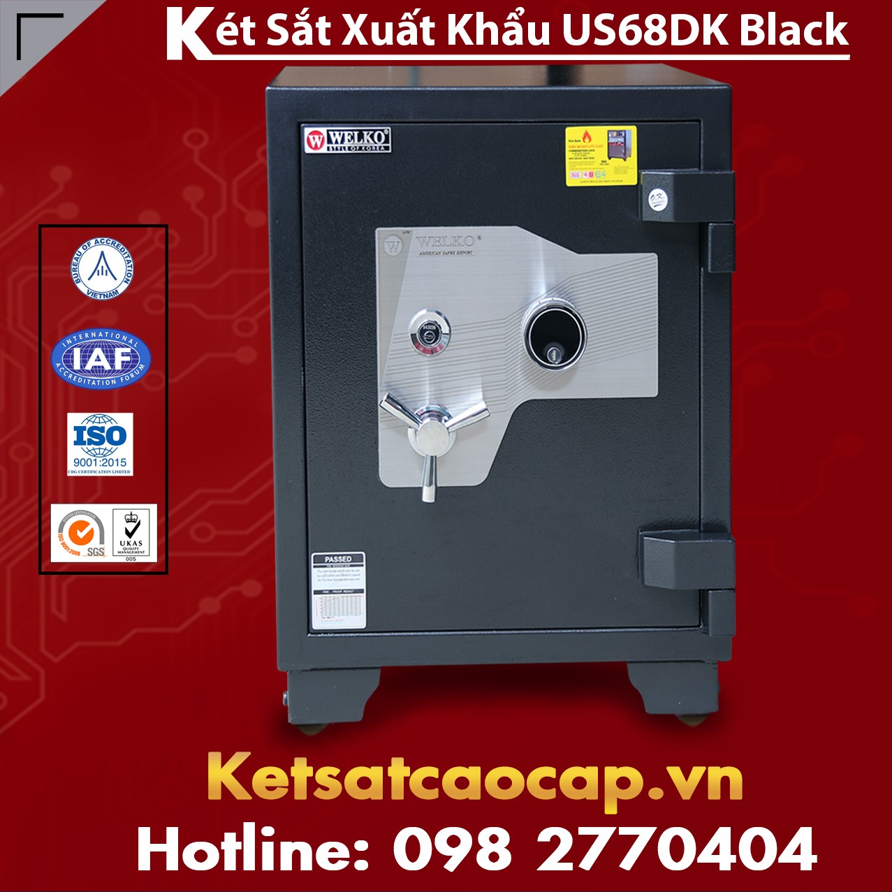 Két Sắt Xuất Khẩu US68 DK Black Vững Chắc Chống Phá Chống Trộm Cao Cấp