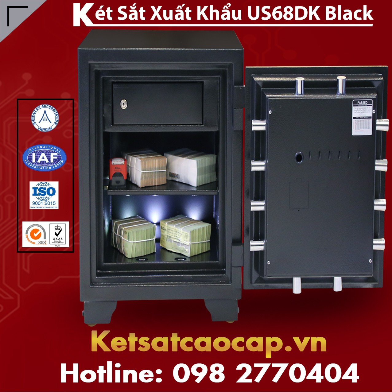 Két Sắt Xuất Khẩu US 68 DK Black An Toàn, Tiện Lợi, Bảo Hành Trọn Đời