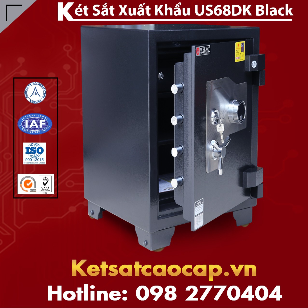 Két Sắt Xuất Khẩu US 68 DK Black Chất Lượng Vượt Trội Nhiều Tính Năng