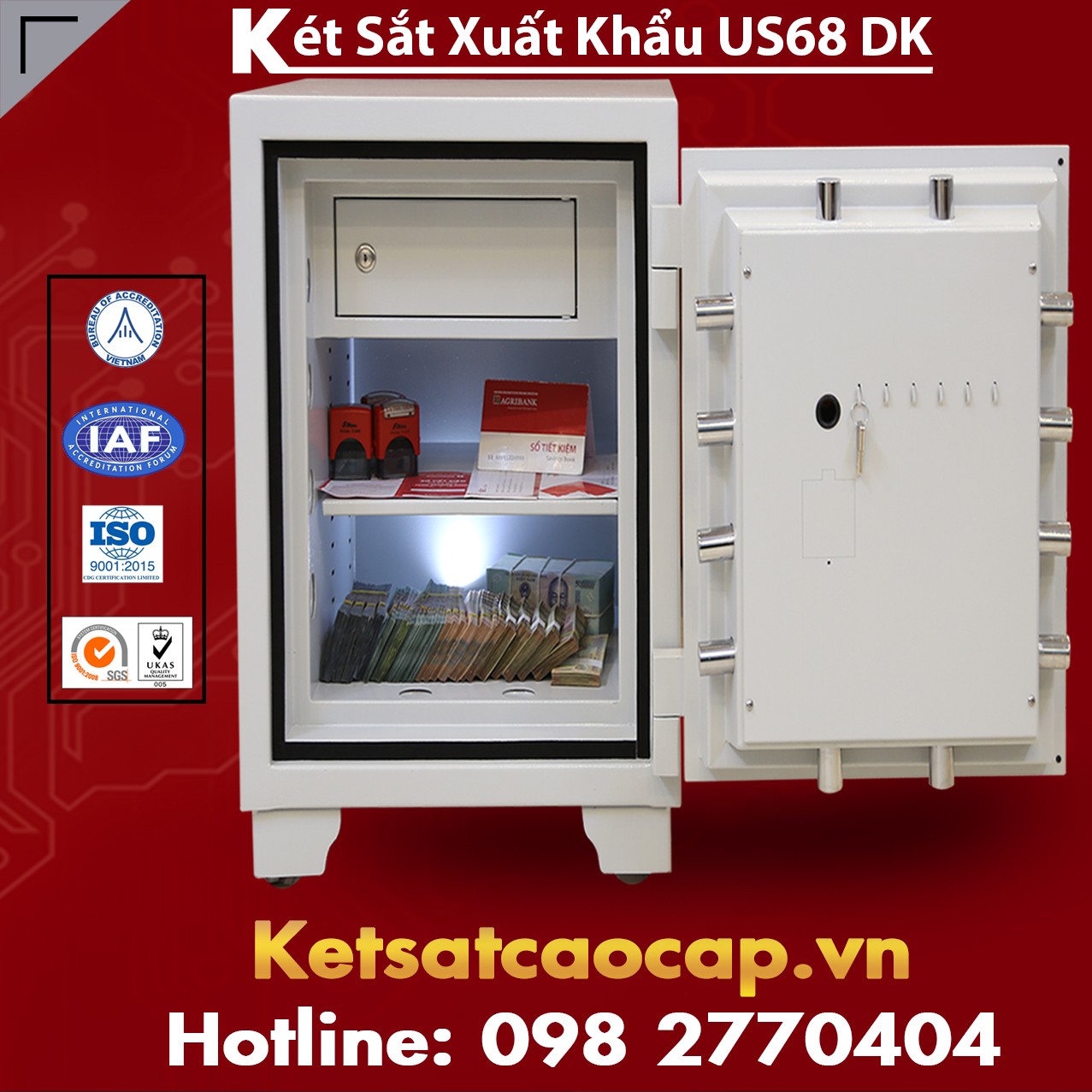 Két Sắt Xuất Khẩu US 68 DK White Bền Đẹp, Vững Chắc, Bảo Mât, An Toàn