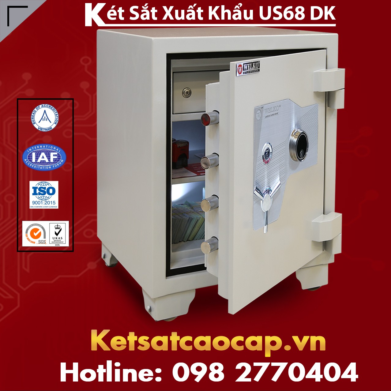 Két Sắt Xuất Khẩu US 68 DK White Bảo Mật Cao, An Toàn Cho Người Dùng