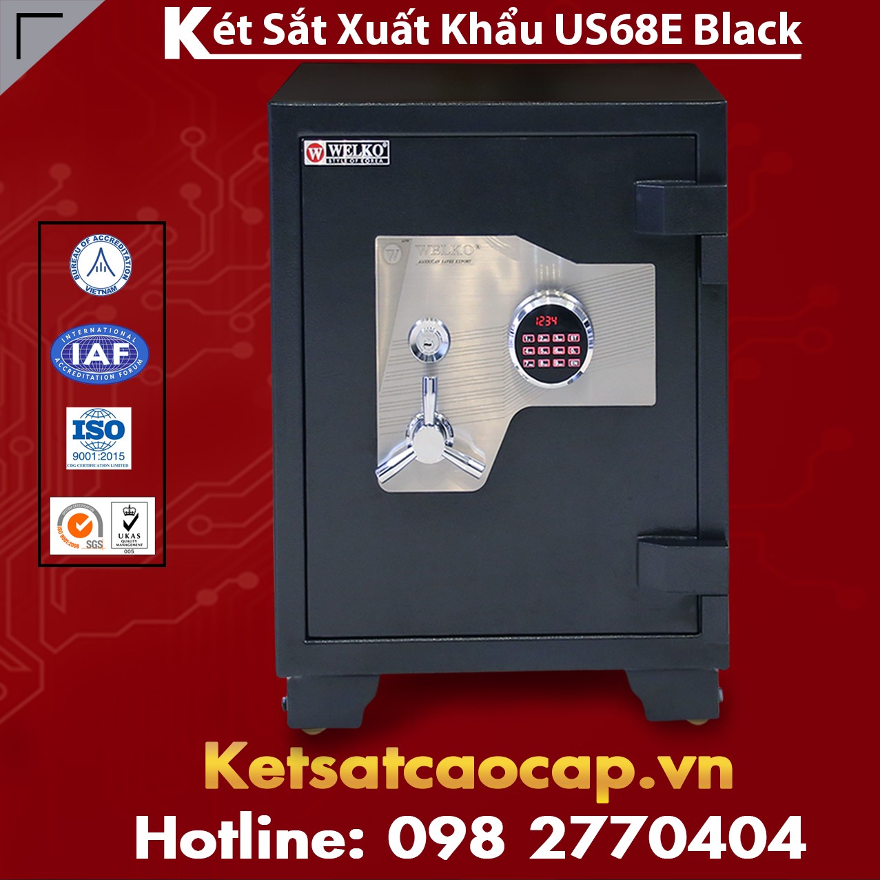 Két Sắt Xuất Khẩu US 68 E Black Chống Cháy Chống Trộm Siêu Vượt Trội