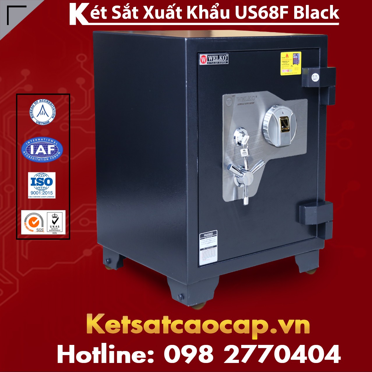 Két Sắt Xuất Khẩu US 68 Black WELKO Giá Rẻ, An Toàn, Bảo Hành Dài Hạn