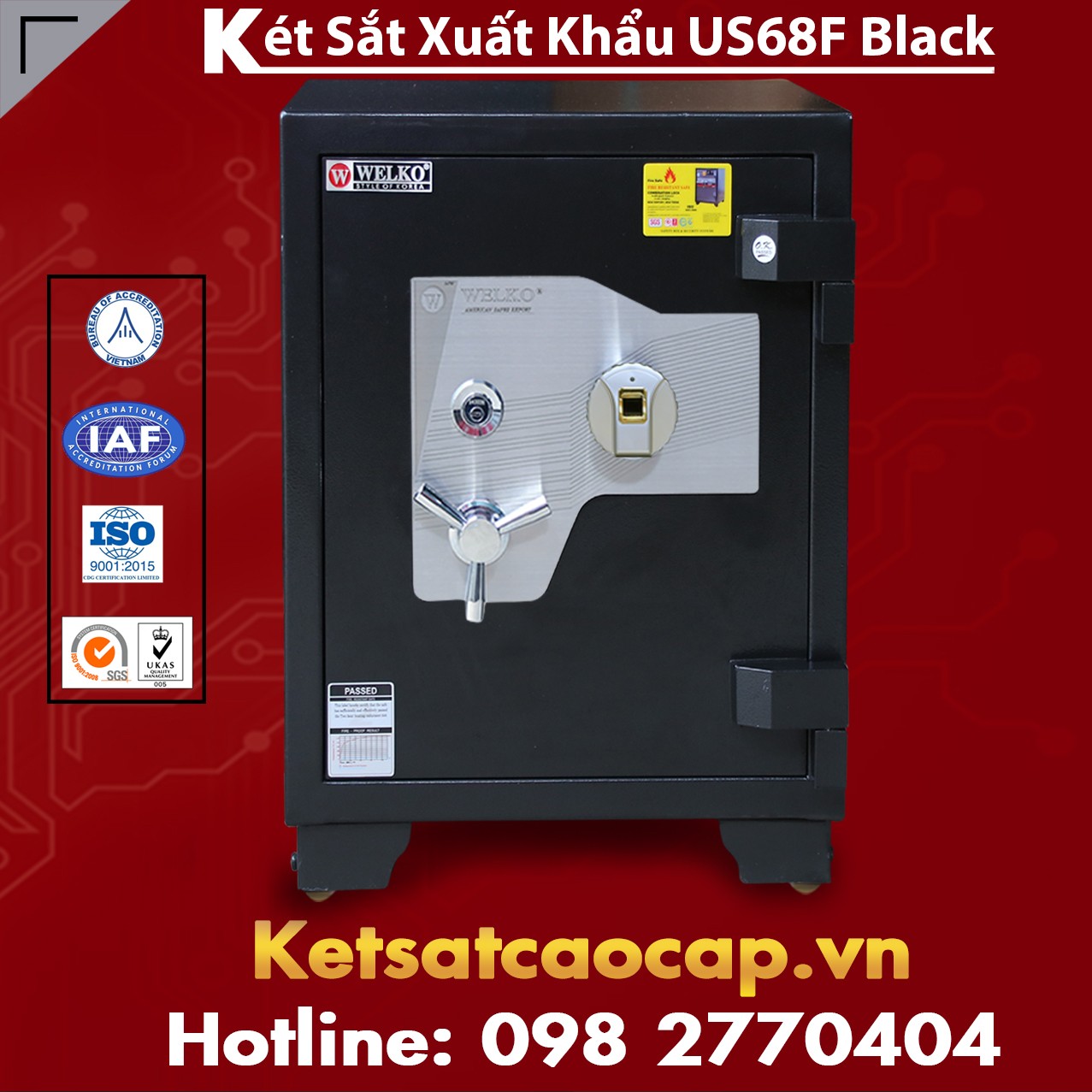 Két Sắt Xuất khẩu US 68 Black WELKO Két Sắt Gia Đình Tốt Nhất Hiện Nay