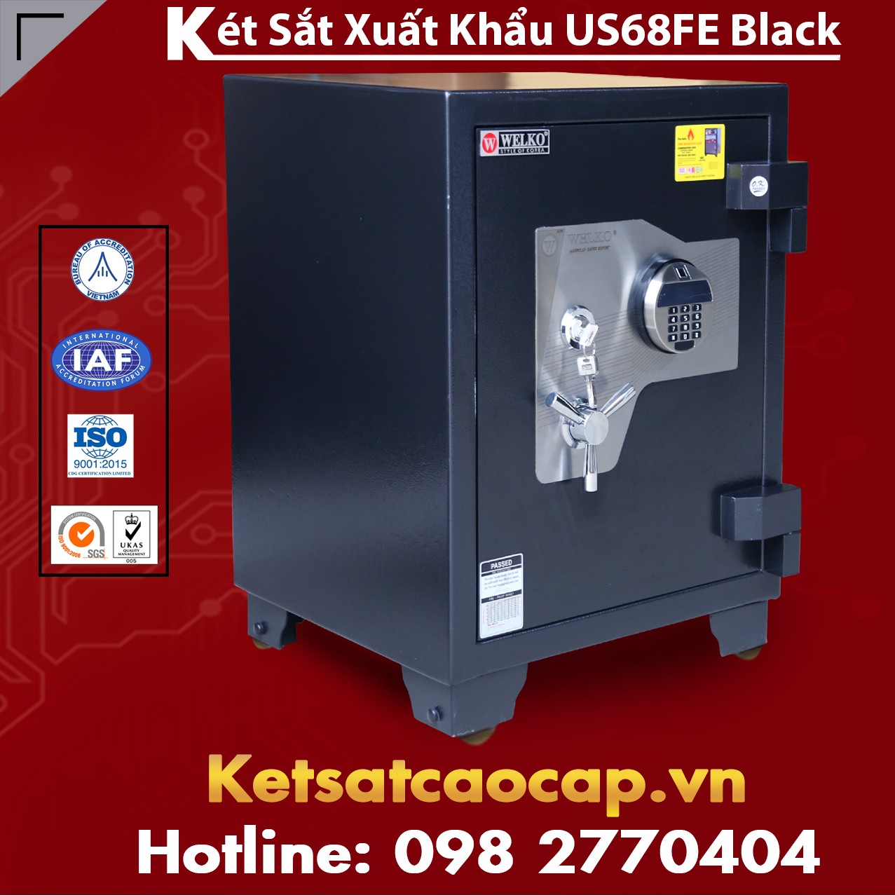 Két Sắt Xuất Khẩu US 68 FE Black Bảo Vệ An Toàn Tài Sản Cho Mọi Nhà