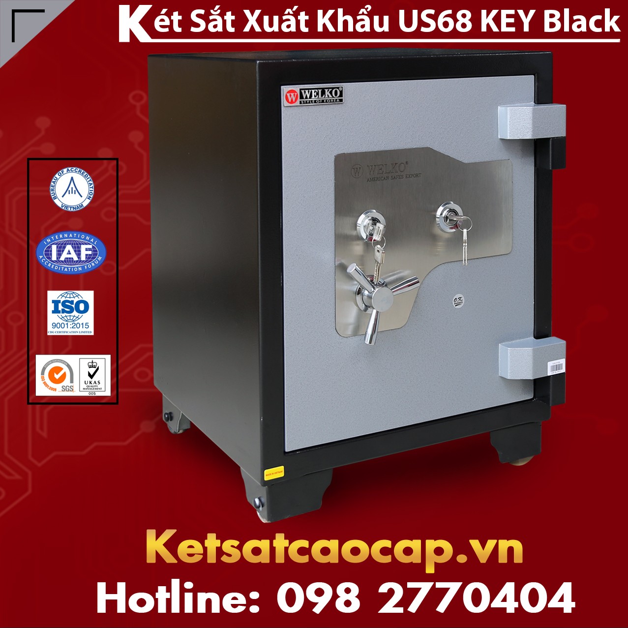 Két Sắt Xuất Khẩu US68 KEY Black WELKO Giá Tốt Đảm Bảo Nhất Thị Trường