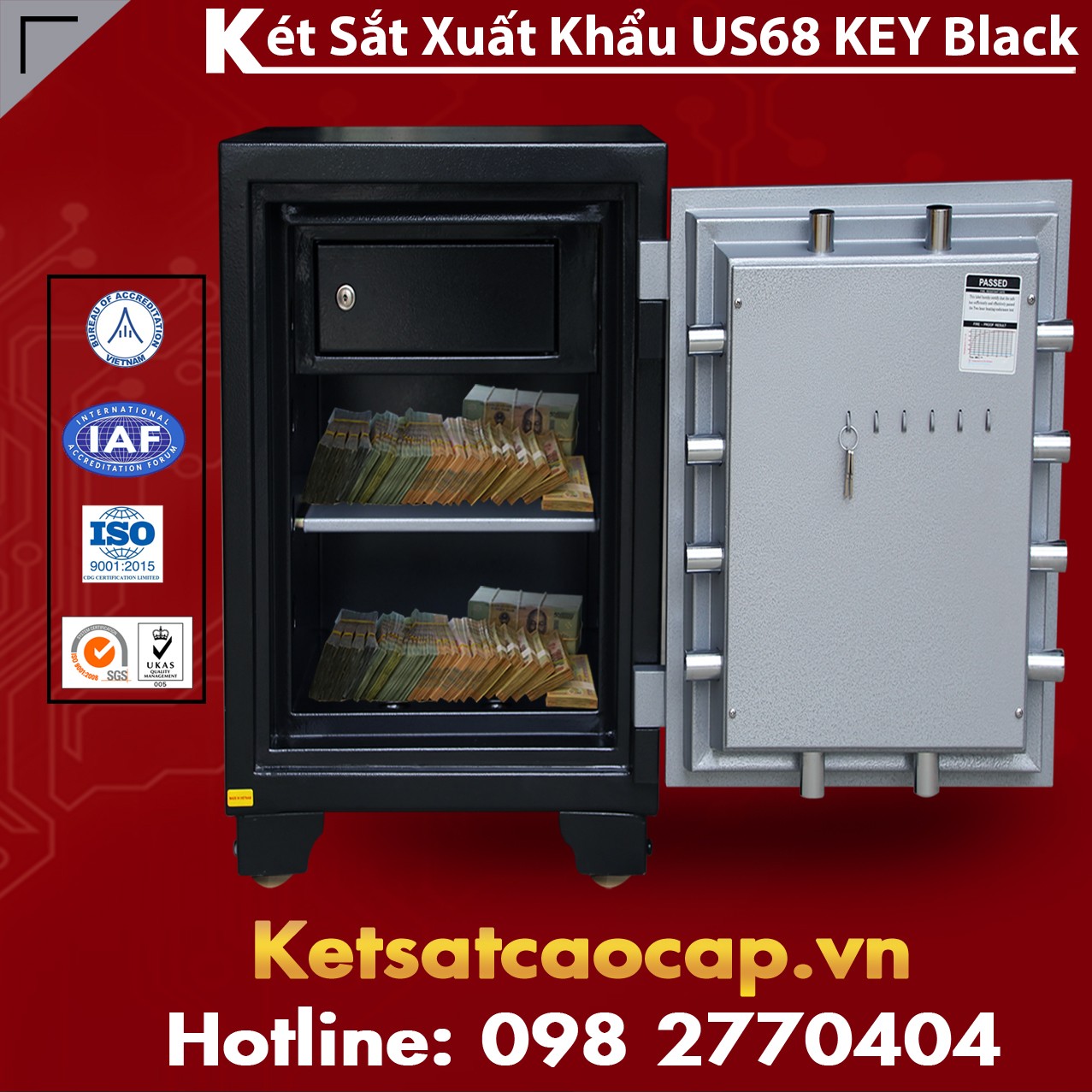 Két Sắt Xuất Khẩu US 68 KEY Black An Toàn, Tiện lợi, Bảo Hành Trọn Đời.