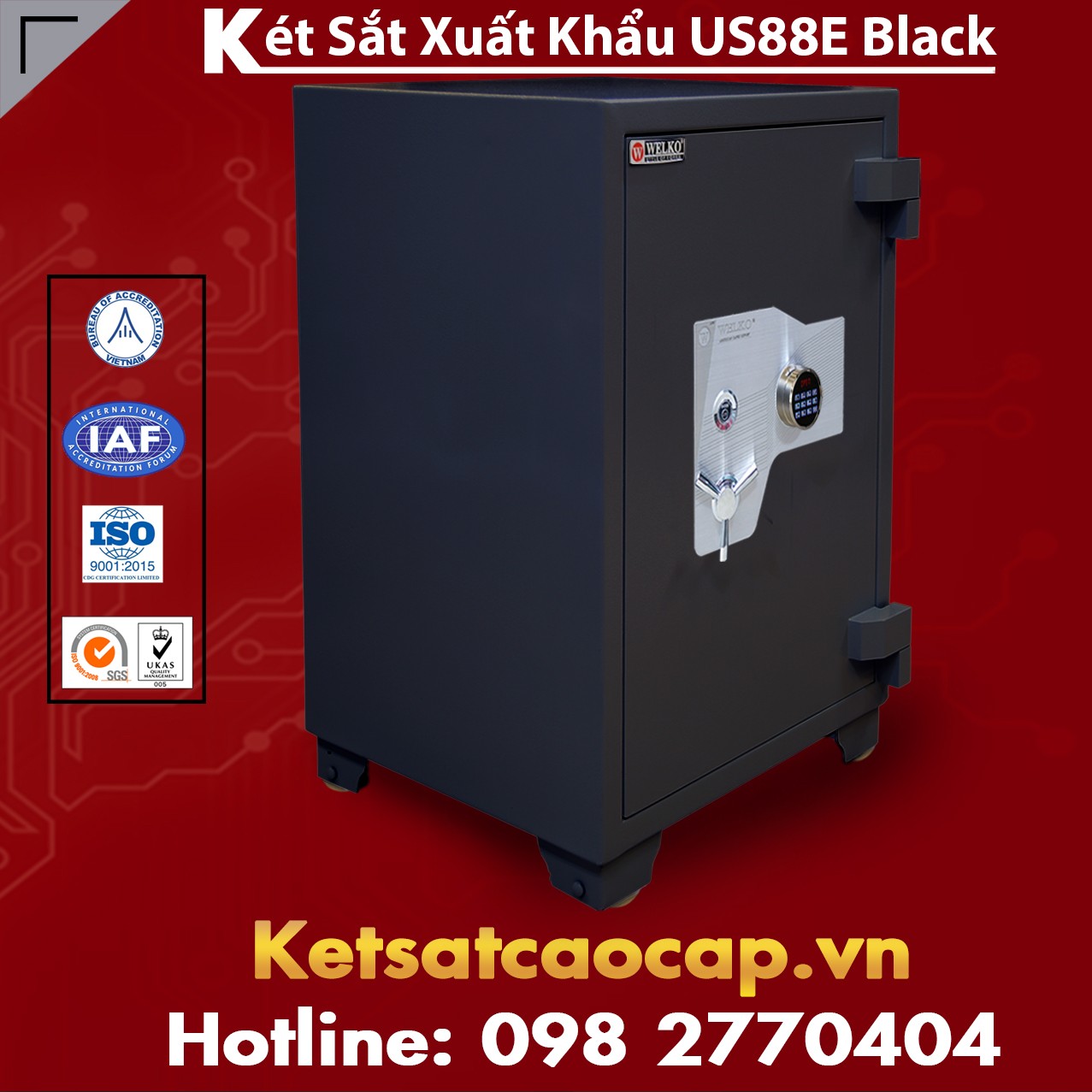 Két Sắt Xuất Khẩu US 88 E Black Tính Năng Bảo Mật Tiên Tiến Hàng Đầu