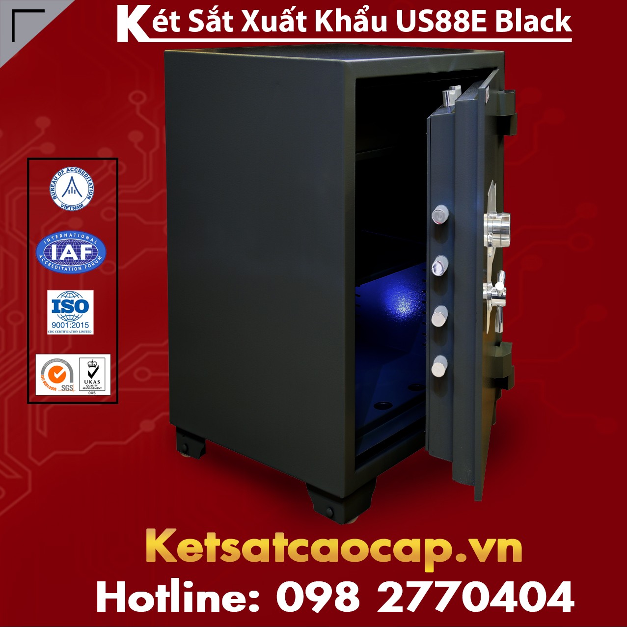 Két Sắt Xuất Khẩu US 88 E Black Đặt An Toàn Của Tài Sản Lên Hàng Đầu