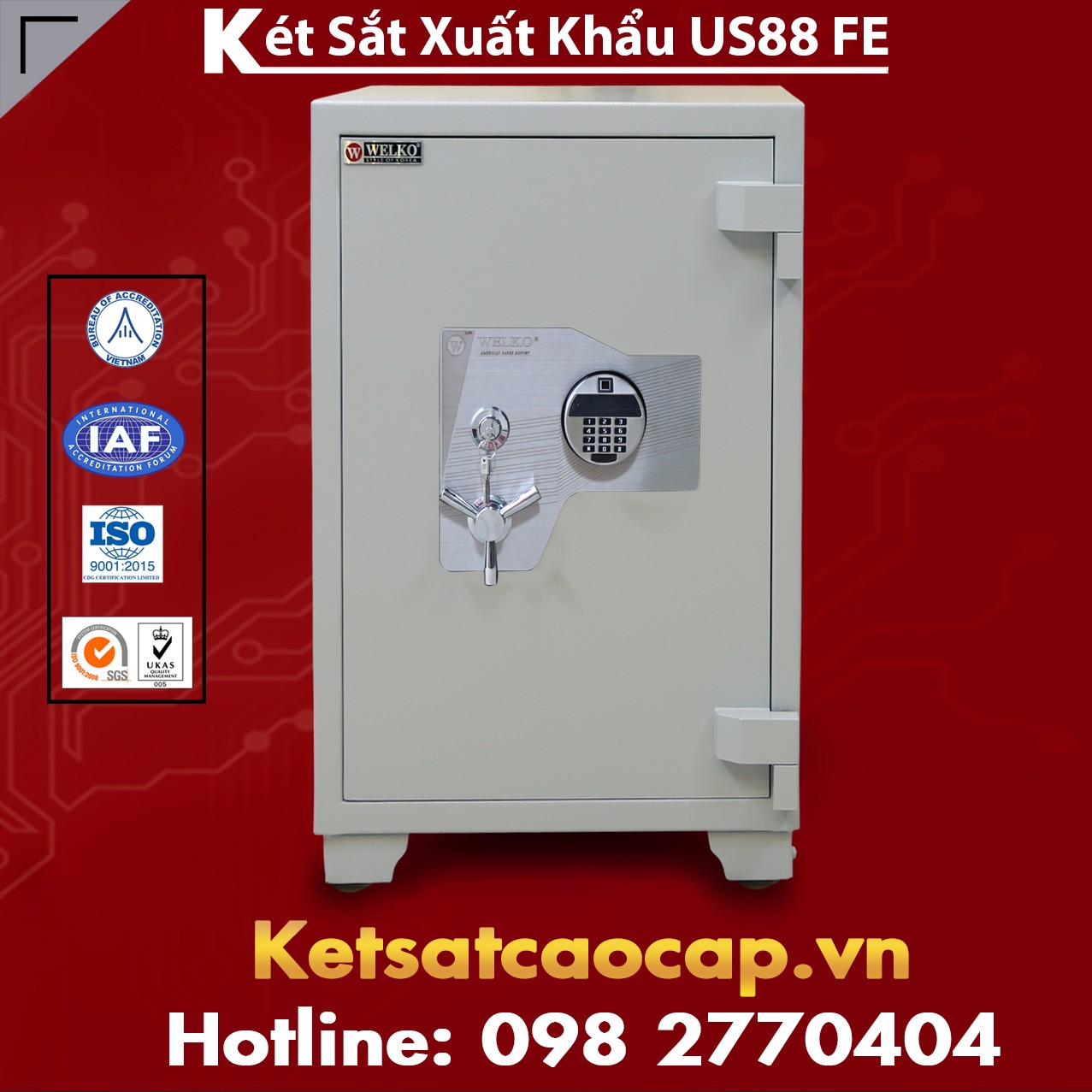 Két Sắt Xuất Khẩu US88 FE White Hệ Thống Khoá Vân Tay Điện Tử