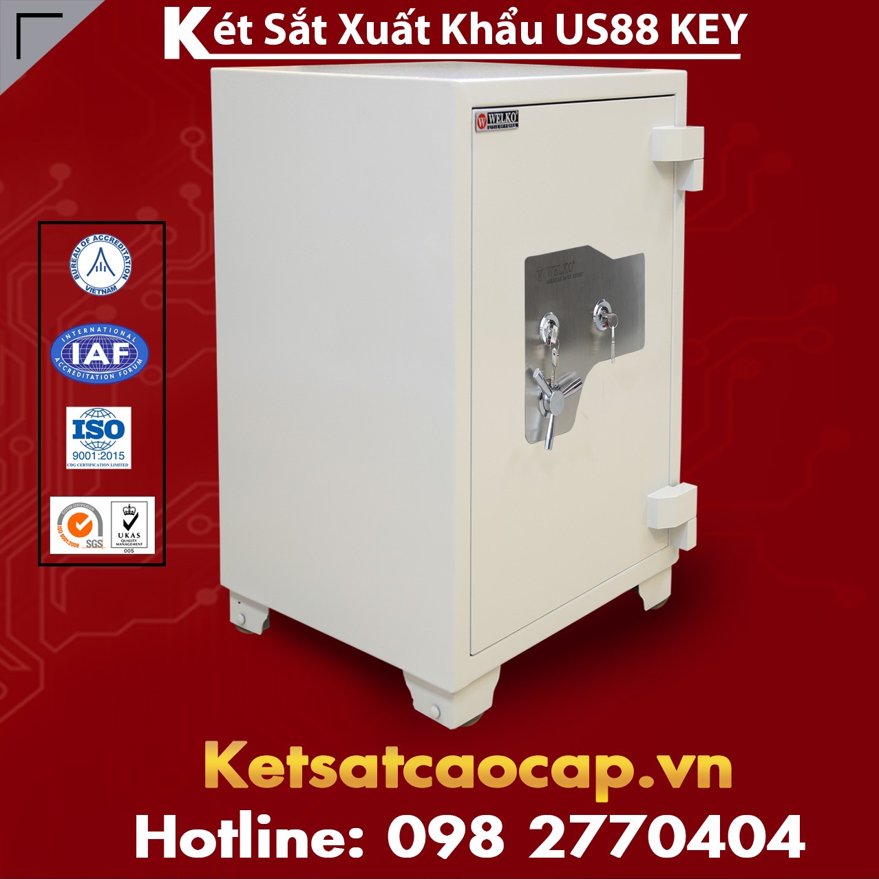 Két Sắt Xuất Khẩu US88 KEY White Két Sắt Chống Cháy Hàng Đầu Việt Nam