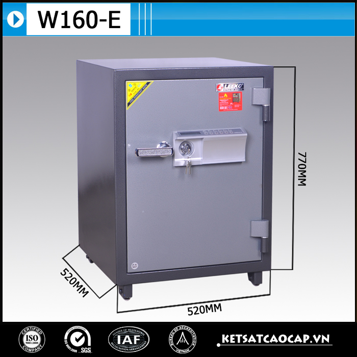 đặc điểm sản phẩm Két Bạc chống cháy W160 điện tử