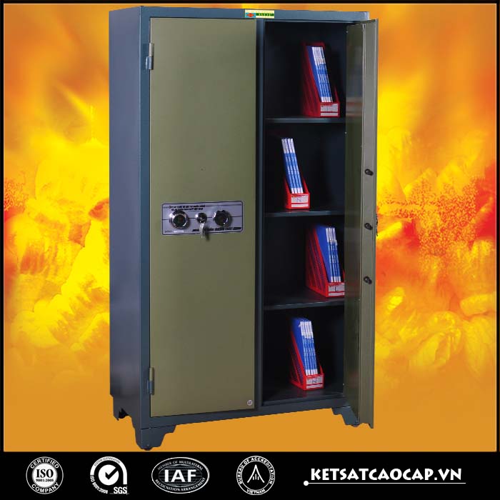 đặc điểm sản phẩm Tủ bảo mật cao cấp 2 cánh xanh khóa cơ